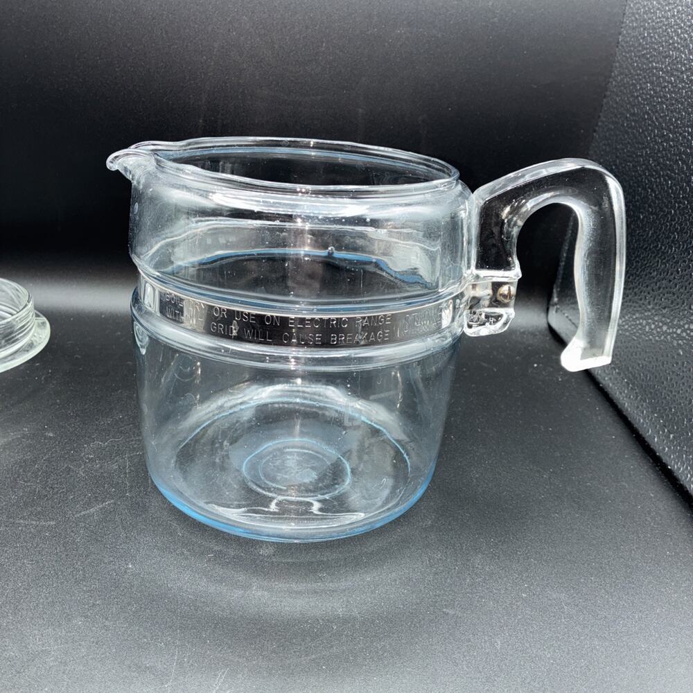 Vintage Pyrex Flameware Glass Percolator 6 Cup Glass Coffee Pot 7756 Blue Tint - Picture 10 of 16
